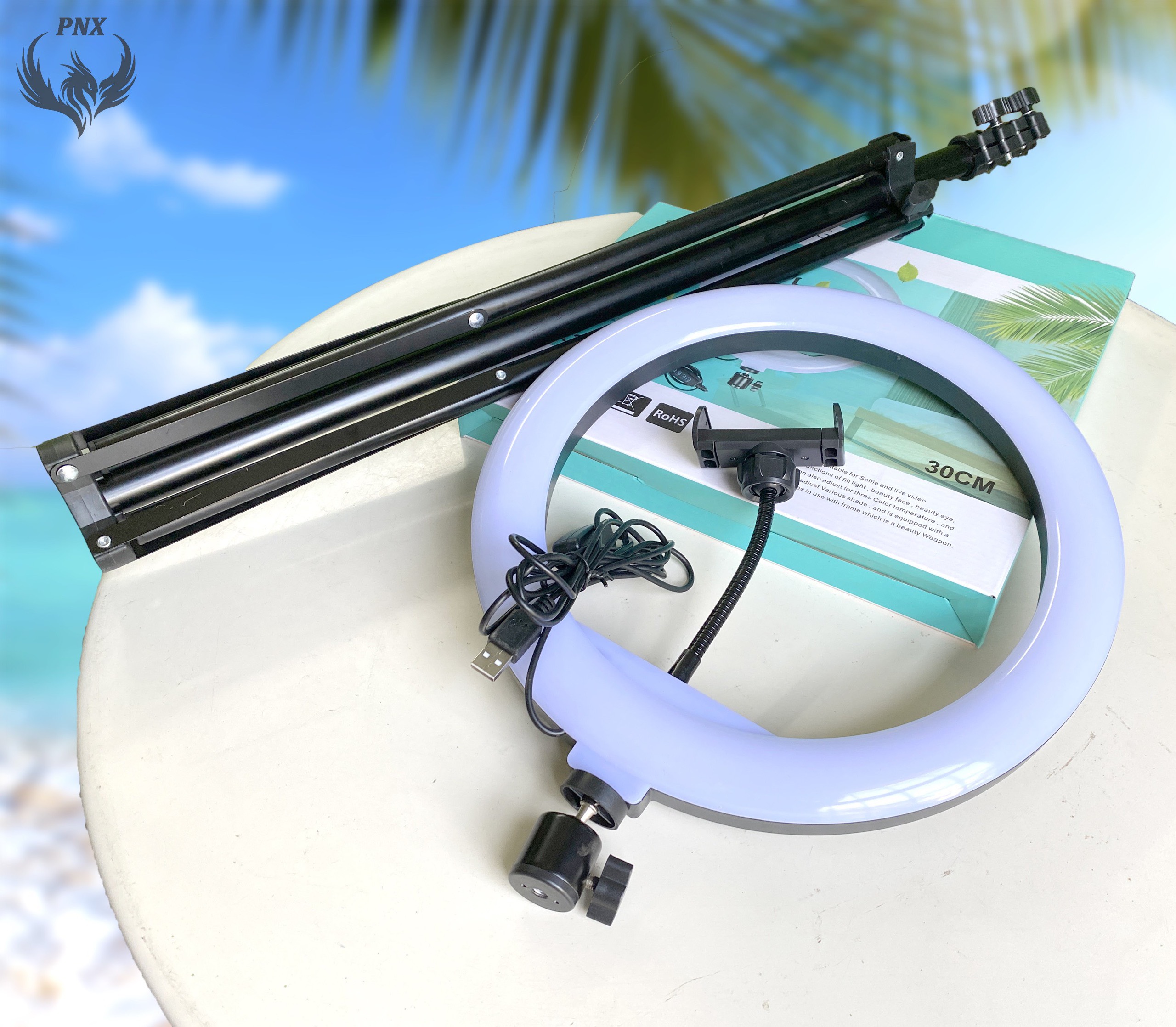 Đèn Livestream 26 30 36 45 54 cm đi kèm Chân đỡ đèn bằng sắt dài 2m1 nhập khẩu mới 100% xuất VAT công ty