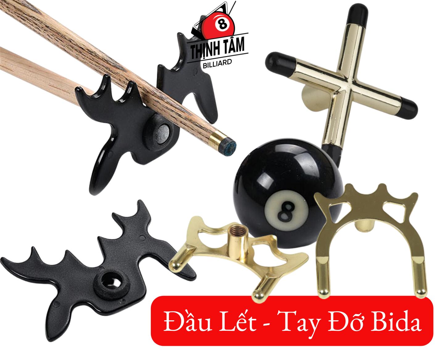 Tay đỡ - đầu lết đồng - chạc nhựa - cào nhựa bida lỗ pool
