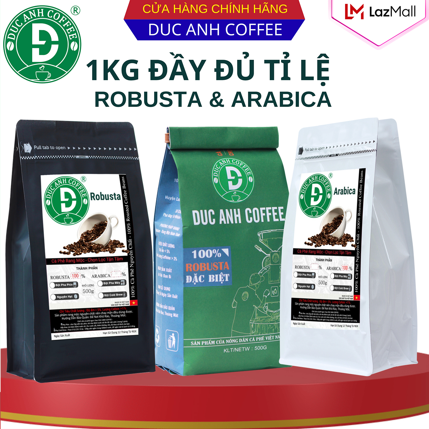 [trợ giá sốc] 1kg cà phê rang mộc DUC ANH COFFEE tất cả các tùy chọn robusta và arabica - xay dùng pha phin, cafe pha máy, cafe hạt - cà phê nguyên chất - TOP BAN CHAY - D91, D82, D73, D64, D55
