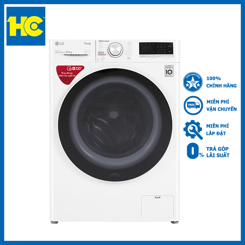[Trả góp 0%]Máy giặt LG AI DD 8.5 kg FV1408S4W lồng ngang
