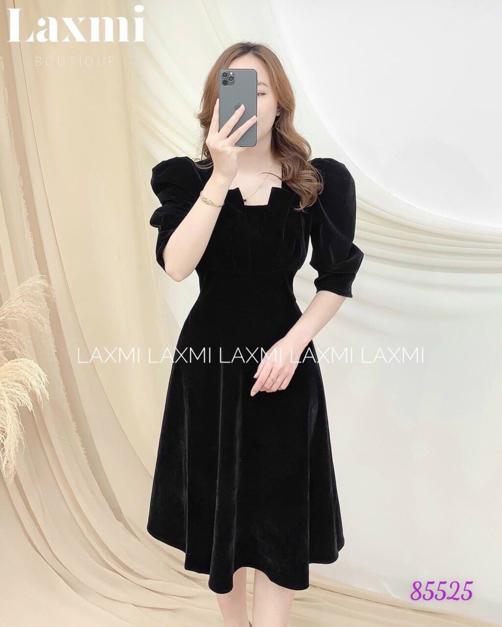 Đầm xòe umi cổ vuông sang trọng,,tay phồng xinh xắn " thời trang nữ cao cấp " 1hit store