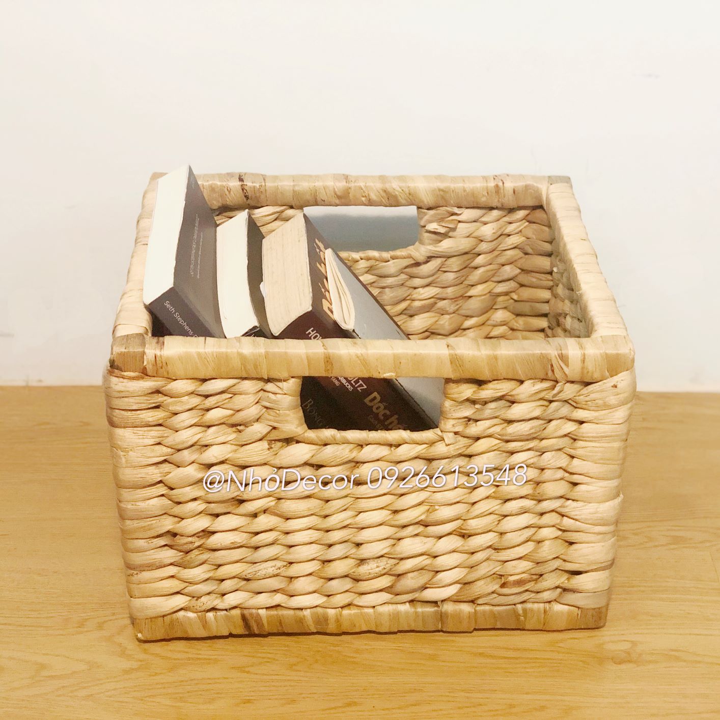 [HCM]Sọt đựng đồ bằng lục bình khung gỗ hàng thủ công phong cách Hàn