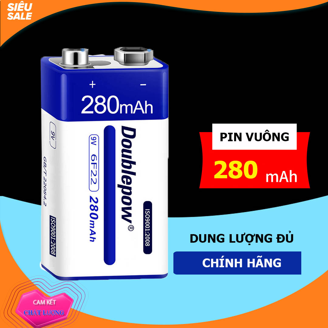 Pin vuông sạc lại 6F22 - 9V 280mAh Doublepow