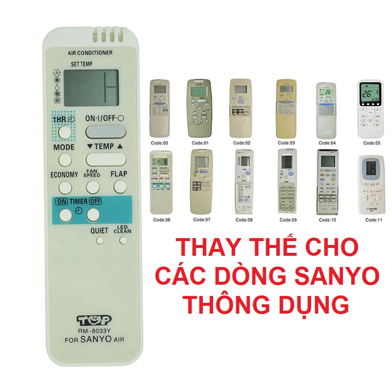 [HCM]Remote Điều Khiển Máy Lạnh Máy Điều Hòa SANYO đa năng RM-8033Y (DÙNG CHO TẤT CẢ DÒNG MÁY LẠNH SANYO)