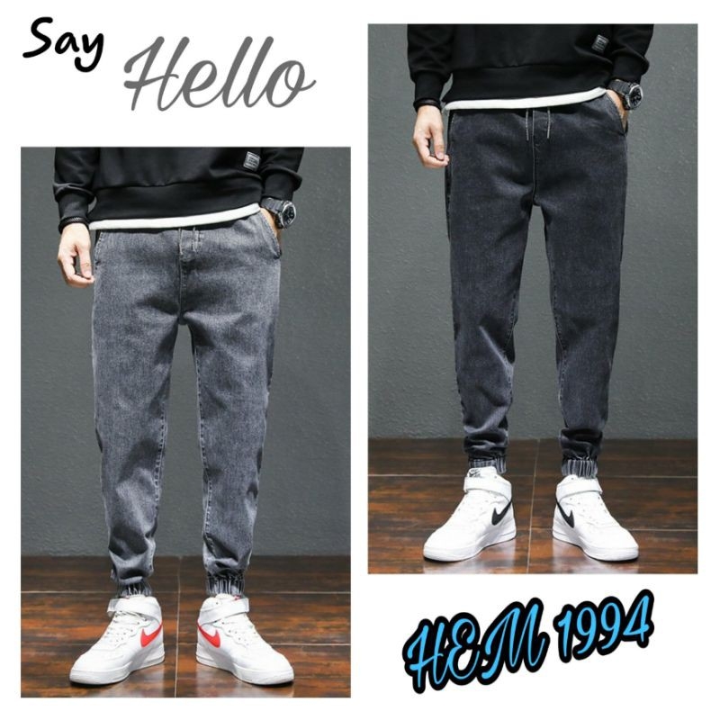 Quần jean jogger trơn, giản dị phong cách Hàn Quốc