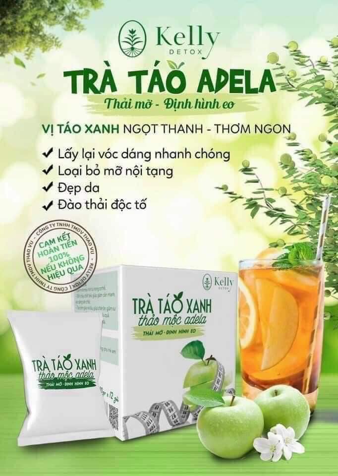 Trà TÁO XANH Giảm Cân KELLY DETOX ,Giảm Cân ,Định Hình Eo Hiệu Quả , Mẫu mới 2021 - dành cho cơ địa 