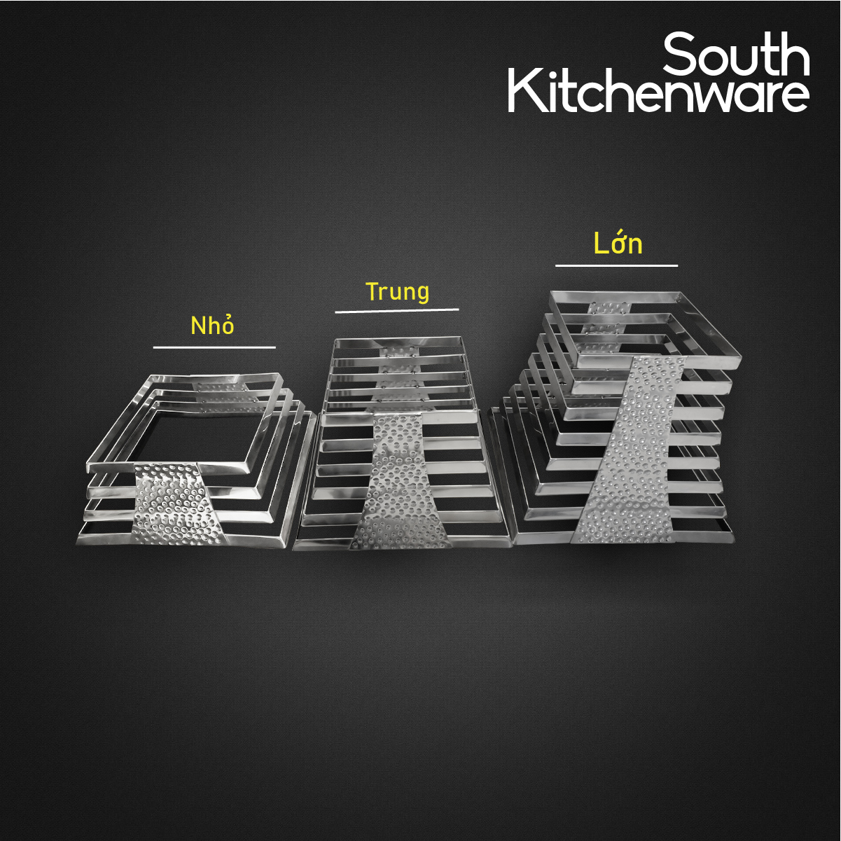 Kệ Inox trưng bày buffet - vuông hình tháp nhỏ