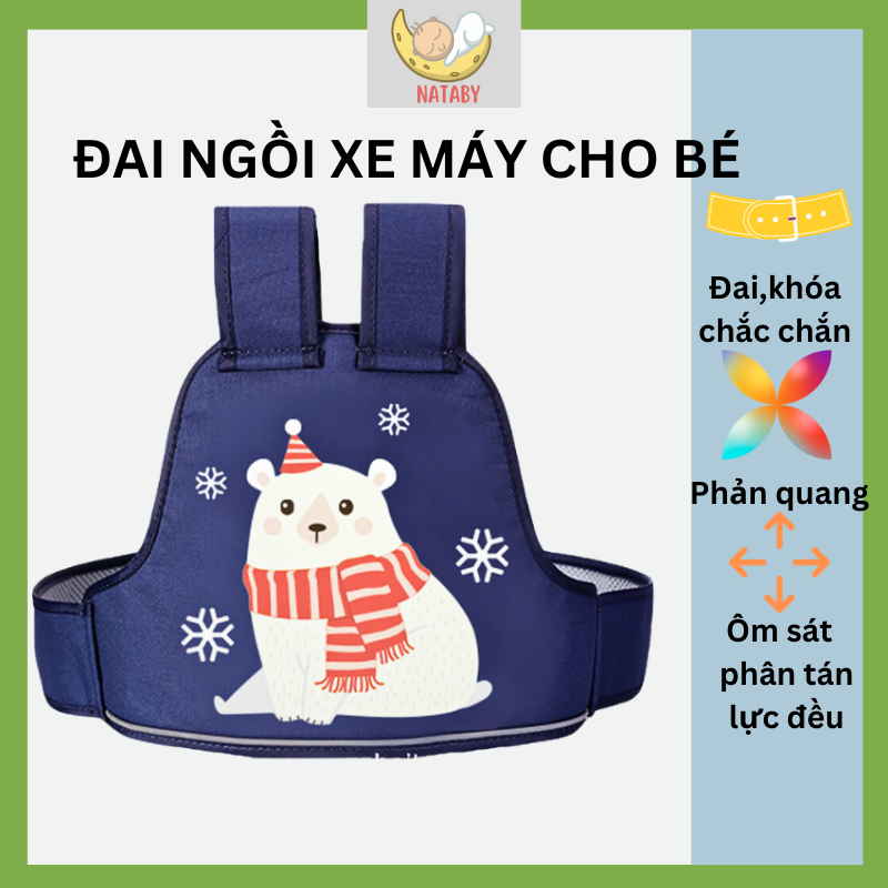 Đai ngồi xe máy cao cấp an toàn cho bé có phản quang