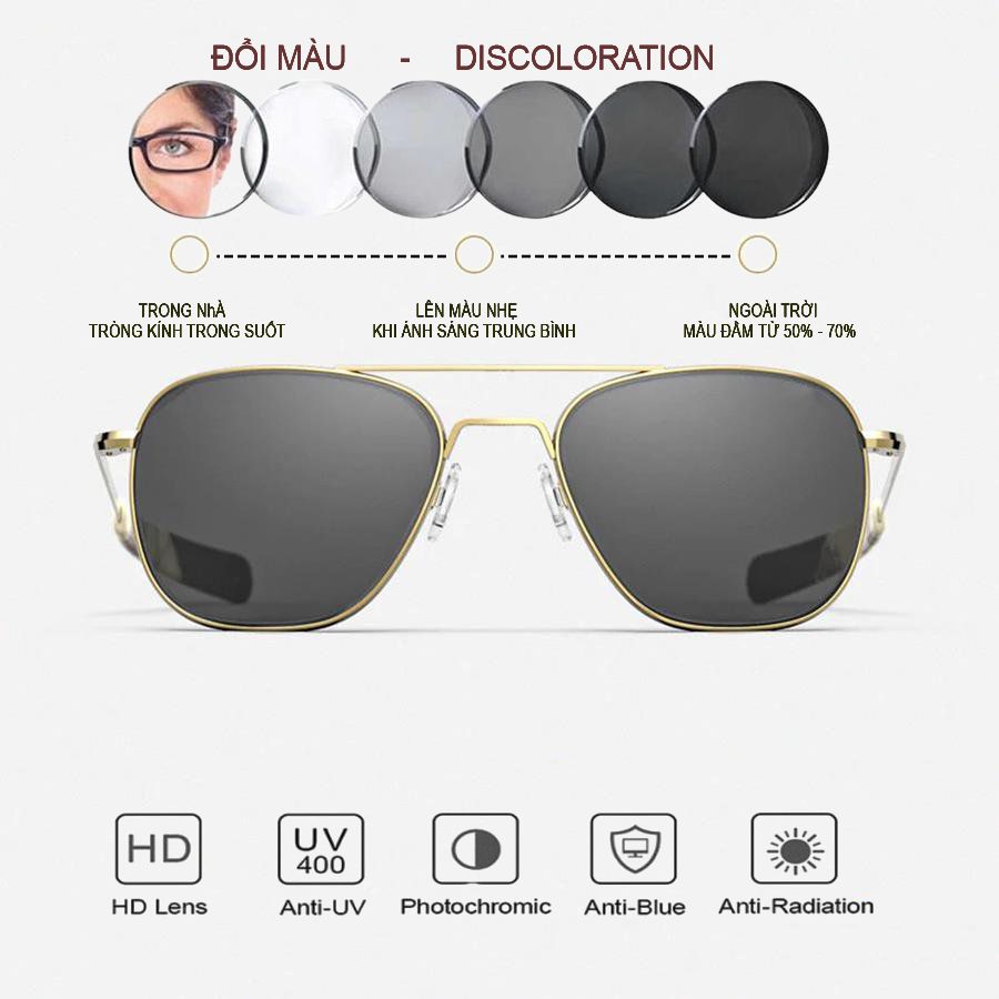 Mắt kính râm AO OPTICAL đổi màu cho ngày và đêm, Lái xe, Chặn ánh sáng xanh, chống phản chiếu, chống tia cực tím