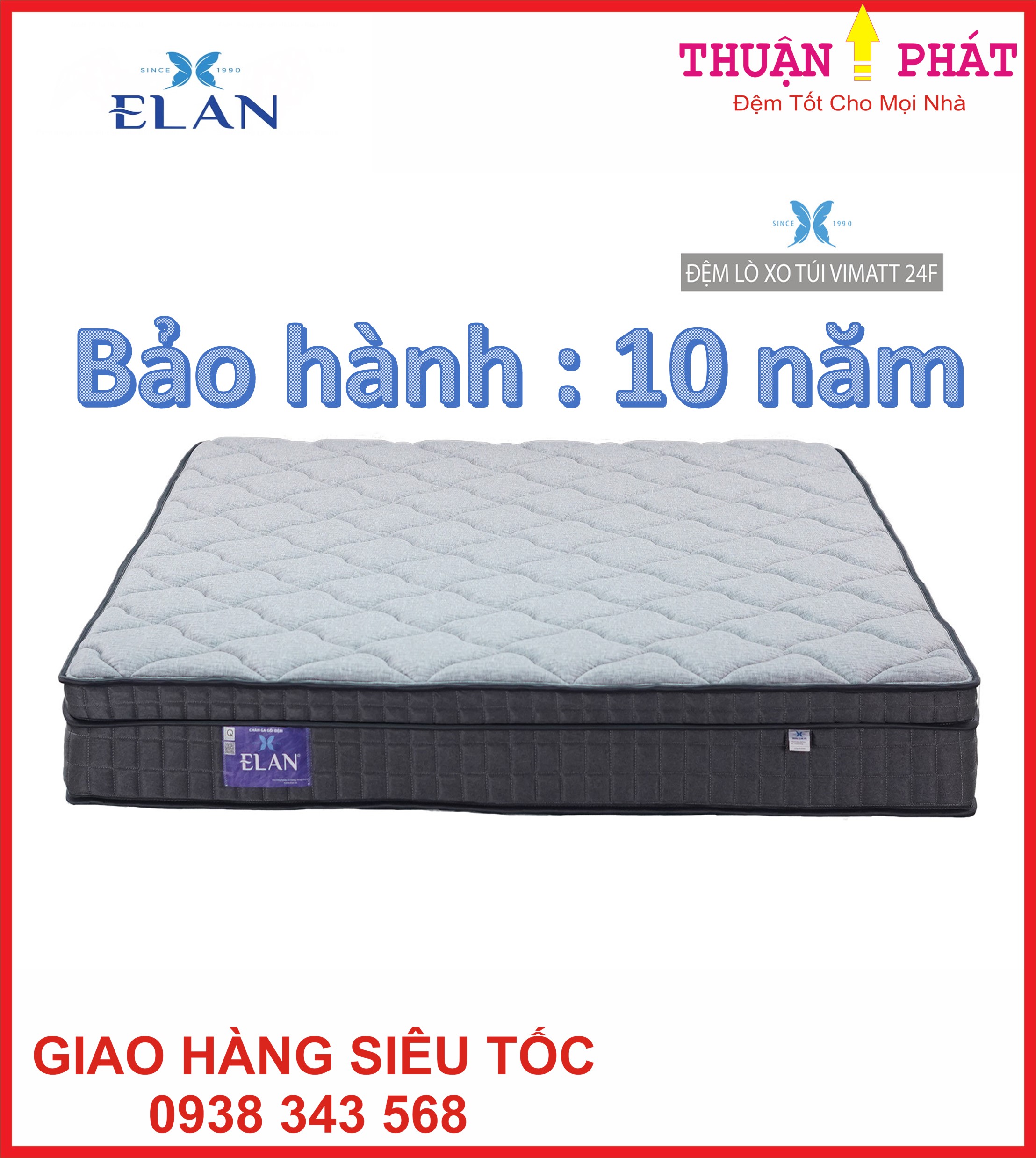 BẢO HÀNH 10 NĂM - GIAO HÀNG TOÀN QUỐC - ĐỆM LÒ XO TÚI CUỘN KHÁCH SẠN CAO CẤP ELAN VIMATT