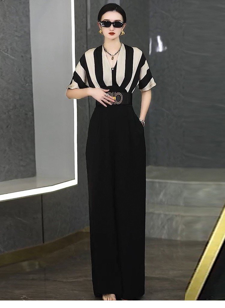 Jumpsuit lụa dáng dài tôn chiều cao sang trọng - glady g195 - jump dài phối sọc cao cấp