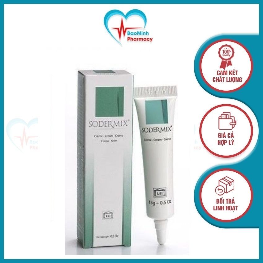Kem bôi sẹo Sodermix - Hết viêm, giảm ngứa, giảm mẩn đỏ, dưỡng ẩm, làm sáng da, khôi phục vùng da bị tổn thương(Tub 15g)
