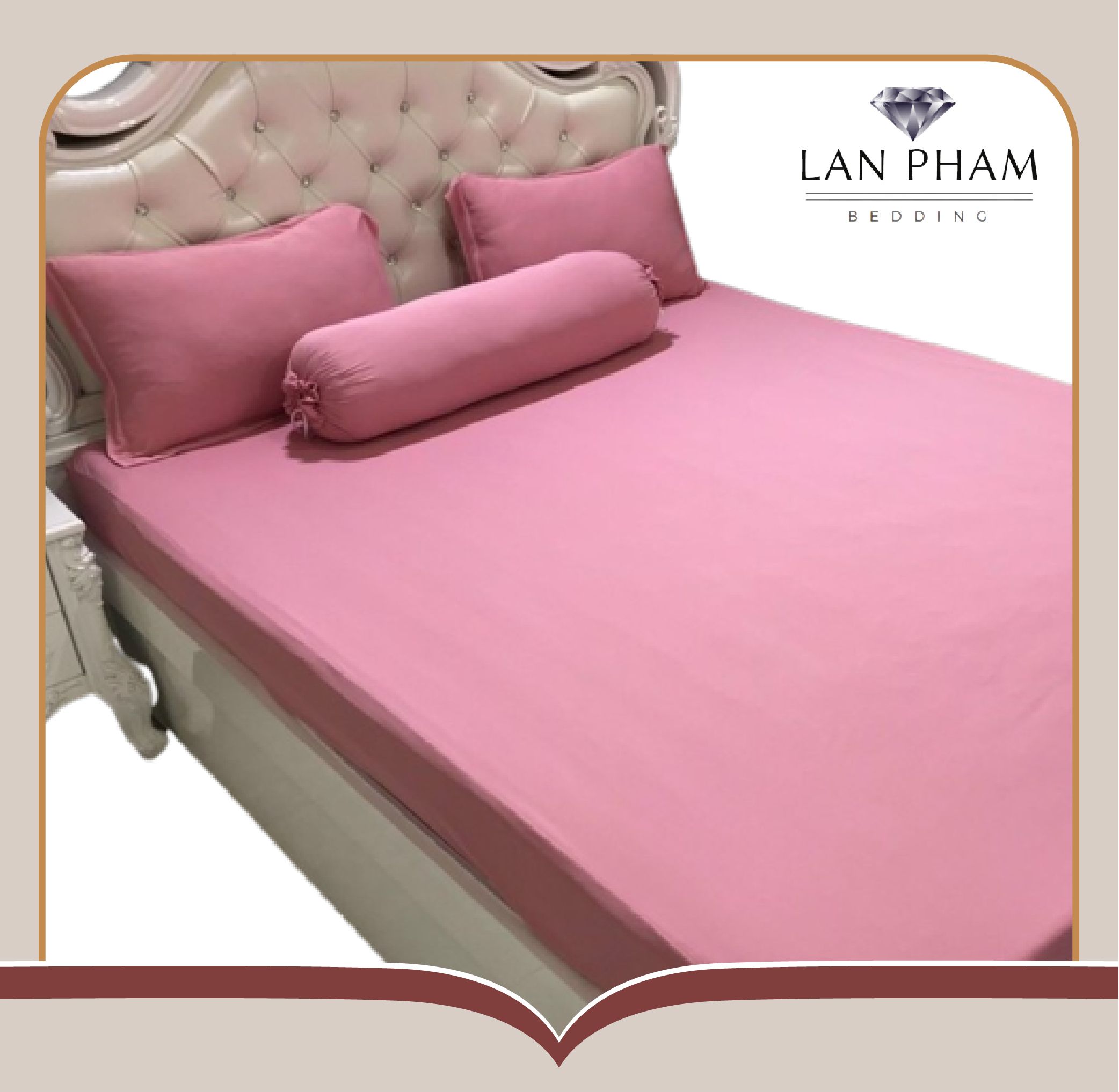 Ga - Drap Giường Lẻ Thun Mát Lạnh Lan Pham Bedding - Màu Hồng Ruốc