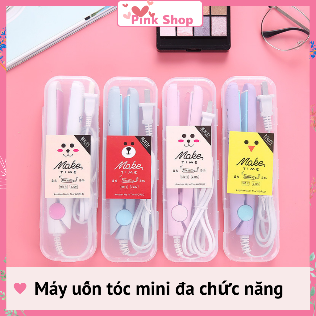 Máy uốn tóc, Máy duỗi tóc mini Pinkshop nhiều chức năng làm xoăn, cụp ép thẳng