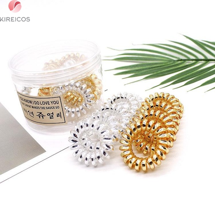 [HCM]Hộp 10 Dây Cột Tóc Buộc Tóc Nhựa Xoắn 2 Màu - kireicos
