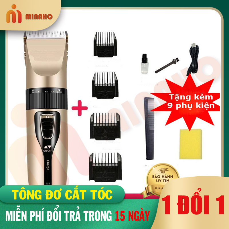 Tông Đơ Cắt Tóc Cao Cấp Minaho - Tông Đơ Cắt Tóc Gia Đình Siêu Khỏe ( tặng kèm 9 phụ kiện )