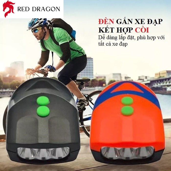 Reddragon combo 2 đèn chiếu sáng 3 led có còi hú 80db dành cho xe đạp