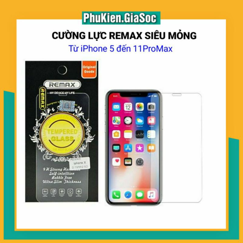 Kính cường lực remax siêu mỏng 0.1mm dành cho iphone từ ip5 đến ip xsmax