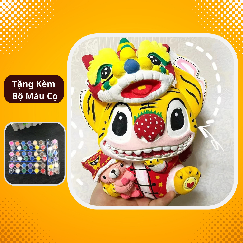 Tô màu tượng STITCH size lớn-Tượng tô màu cho bé tặng kèm cọ và màu vẽ