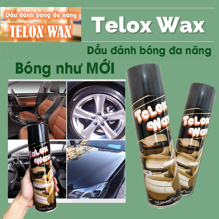 Chai xịt bóng đa năng telox wax 550ml dùng cho nội thất xe hơi nhà cửa dưỡng nhựa dưỡng lốp xe bóng đẹp như mới bigbosss