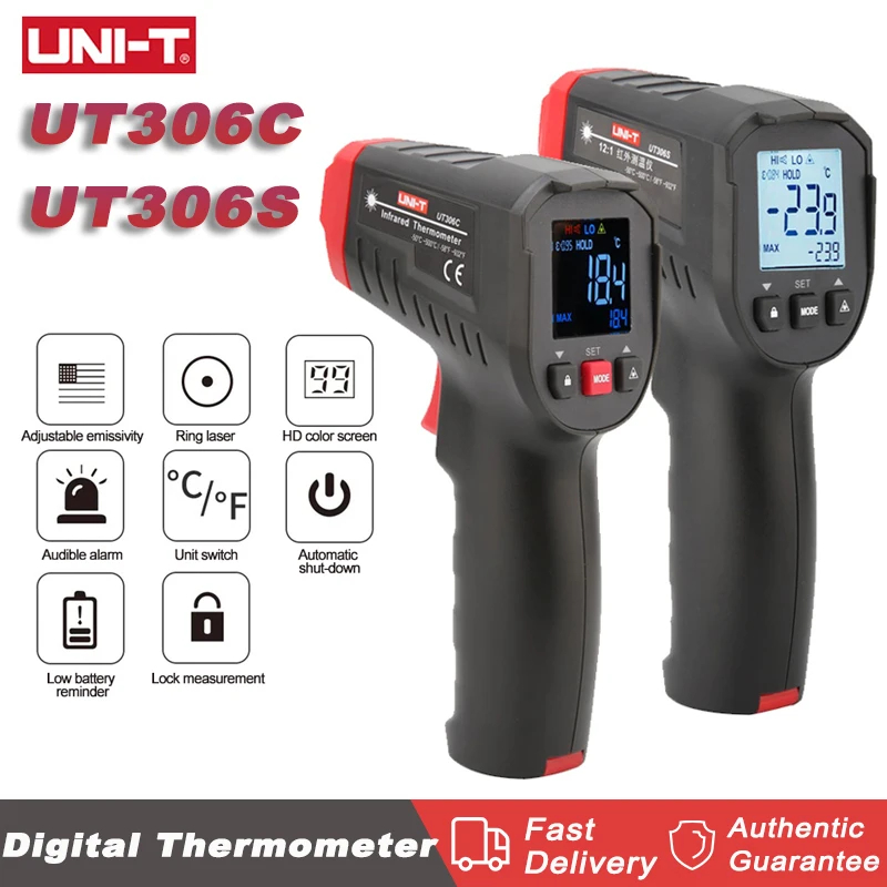 Máy đo nhiệt độ hồng ngoại uni-t máy đo nhiệt độ ut306s ut306c máy đo nhiệt độ laser kỹ thuật số không tiếp xúc công nghiệp