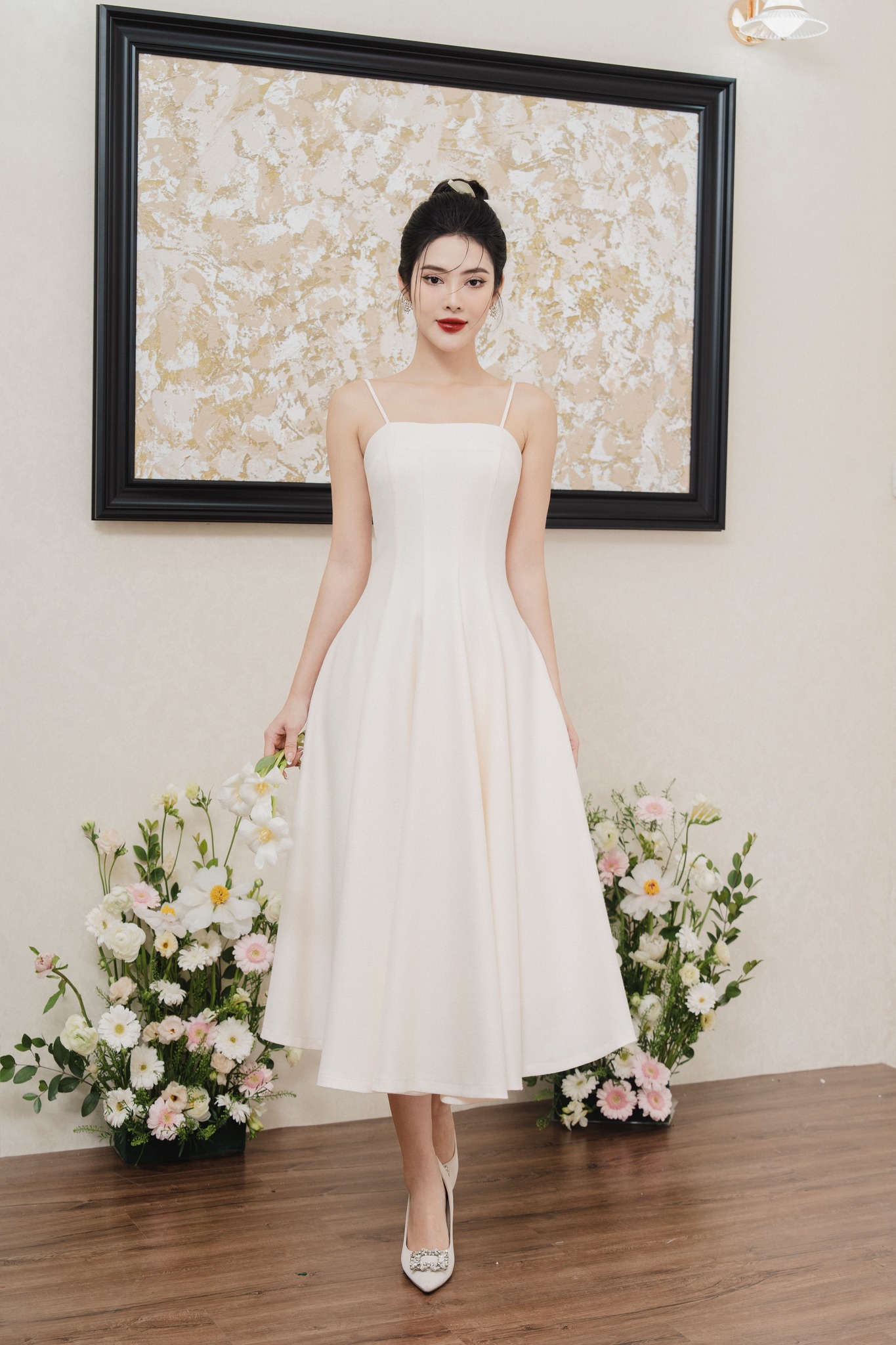 Váy 2 dây chiết ly dáng xoè tiinstore v0d804