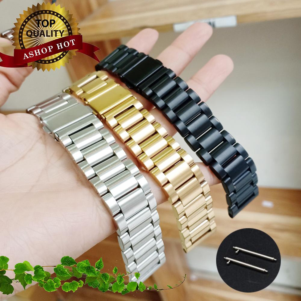 [3 MÀU] Dây đồng hồ kim loại bằng thép không gỉ + TẶNG chốt thông minh cao cấp size 18mm - 20mm - 22mm