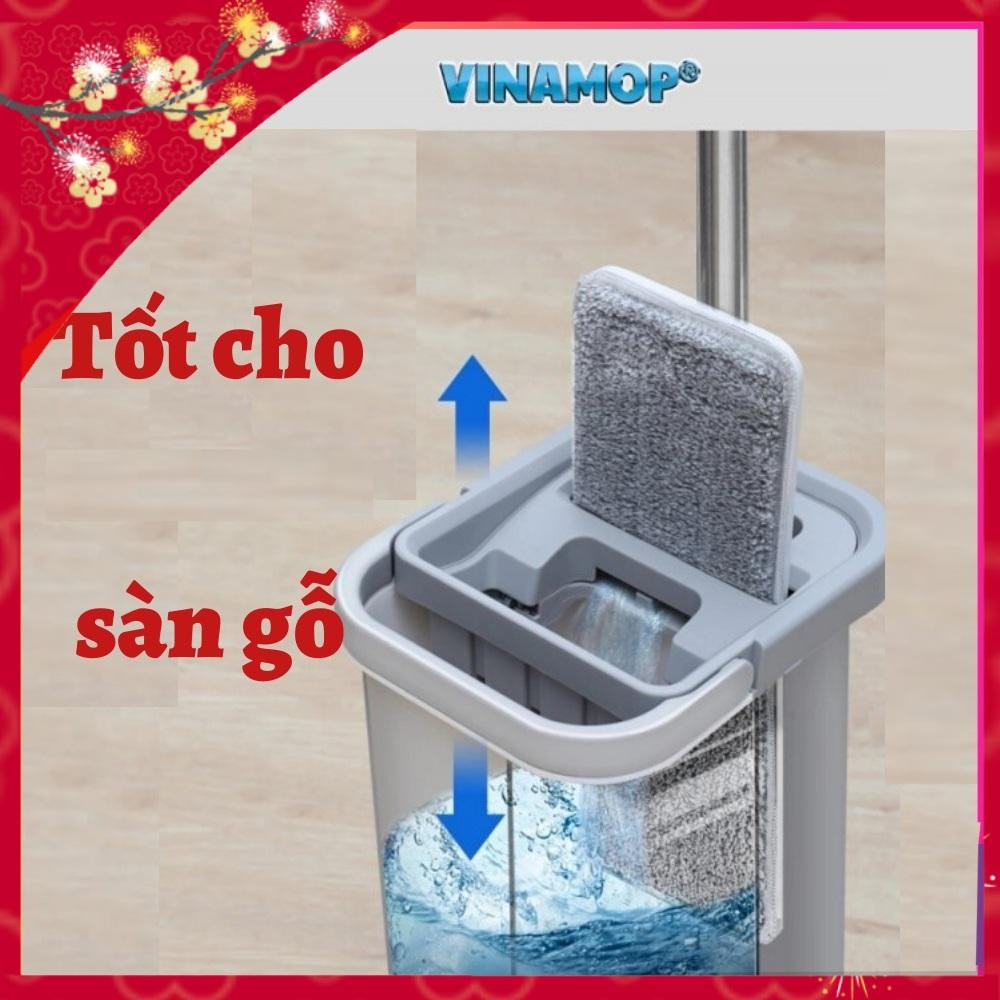 Bộ cây lau nhà tự vắt có thùng 2 ngăn vắt và giặt tốt cho sàn gỗ -  Vinamop VNM19 quà tặng vợ quà tặng mẹ ý nghĩa