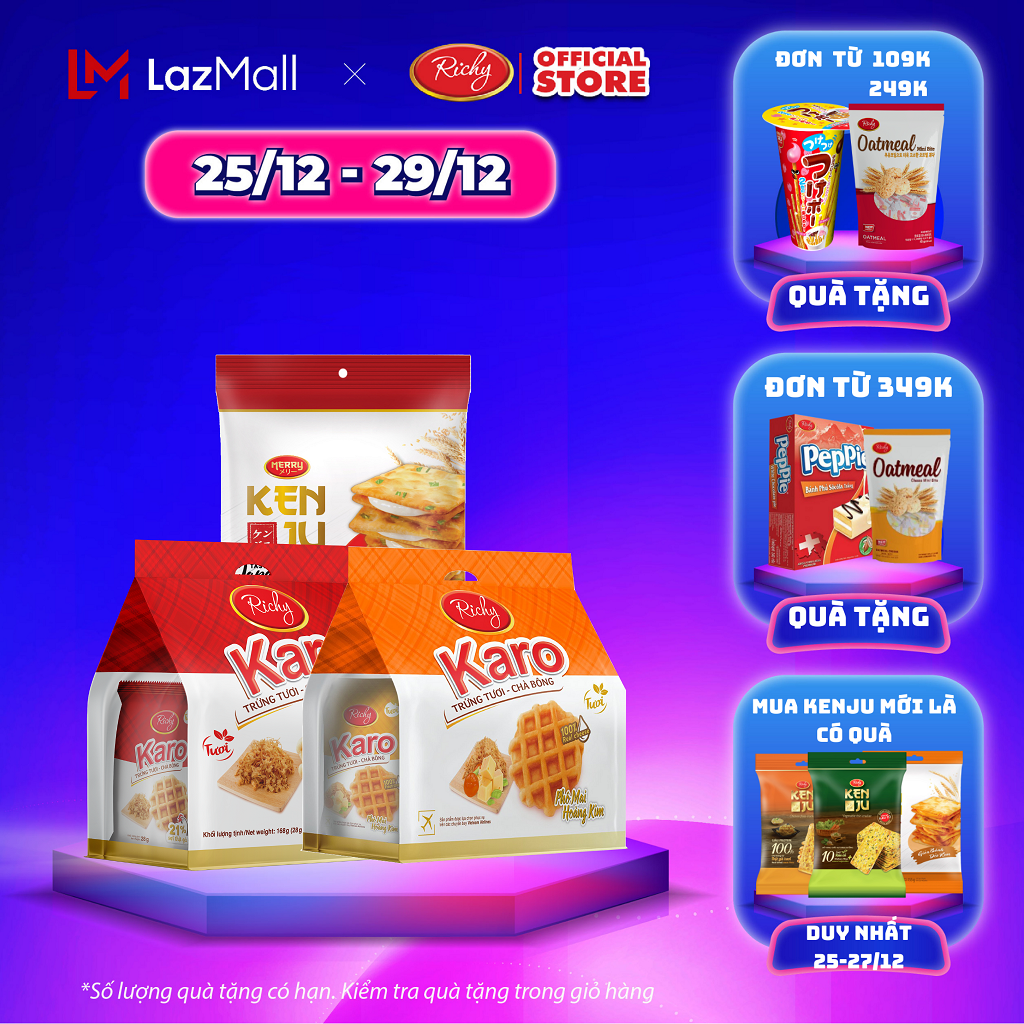 Combo 3k: 1 túi kenju 186g, 1 túi karo sợi gà và 1 túi karo phô mai hoàng kim