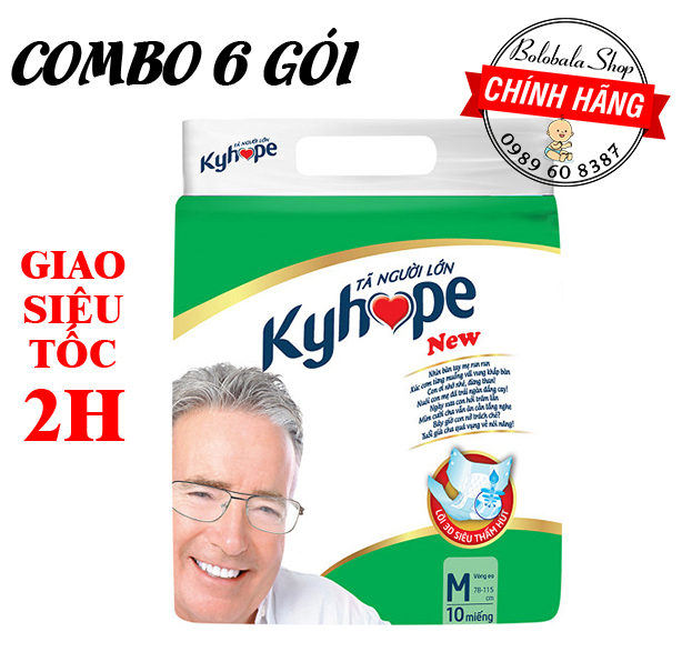 [HCM]Combo 6 gói Tã dán người già Kyhope Safeguard M10 L/XL10