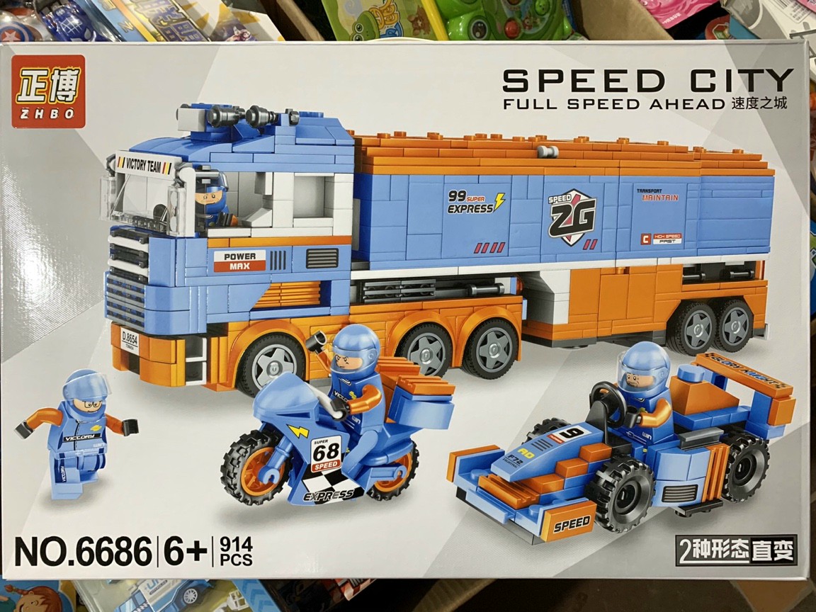 Hộp lego siêu bự đoàn xe khổng lồ hơn 950 chi tiết đồ chơi phát triển trí não chất liệu an toàn với trẻ em scrab house