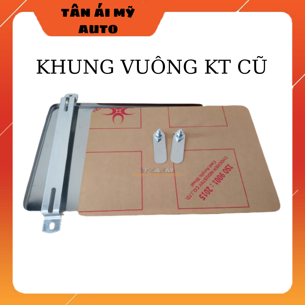 Khung vuông biển số xe ô tô chất liệu inox có tấm nhựa mica trong suốt che bên ngoài dùng cho biển vuông kích thước cũ