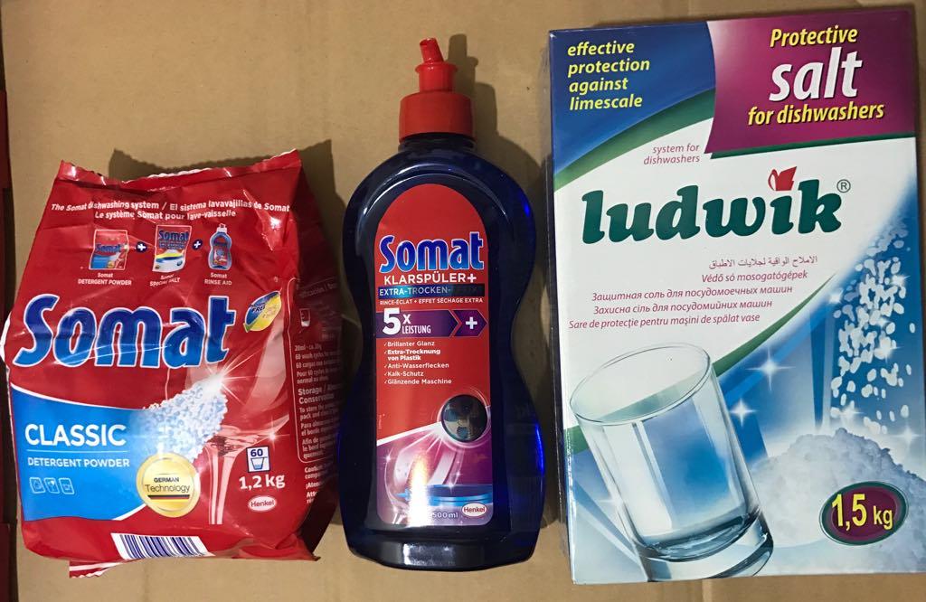 Bột rửa bát somat 1,2kg+ nước bóng somat 750ml+ muối ludwik 1,5kg