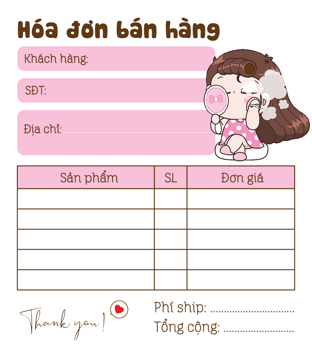 [ Hàng Sẵn ] Hóa Đơn Bán Hàng Mini 1 Liên Dễ Thương