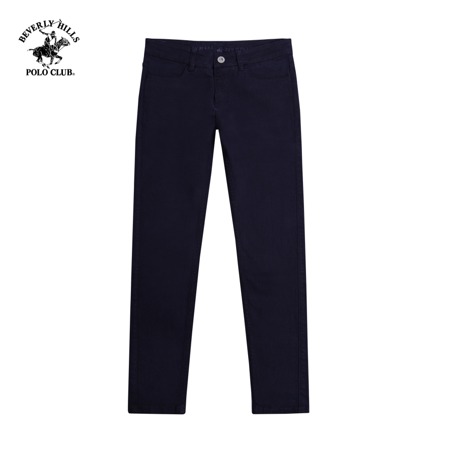 Quần dài nam slim fit cotton navy trơn-qkmslw23v002