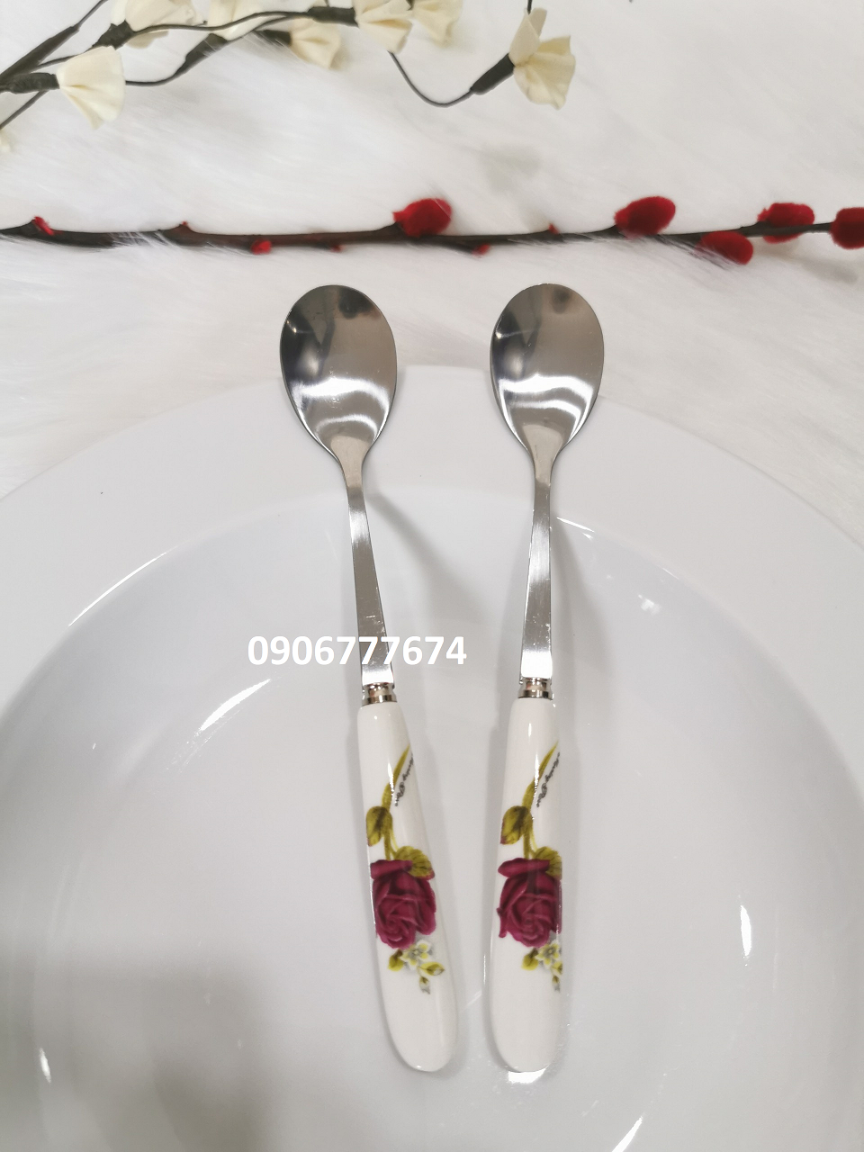 BỘ 2 MUỖNG CAFE INOX KẾT HỢP SỨ HÀN QUỐC
