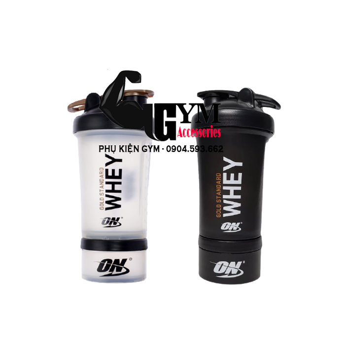 Bình nước thể thao bình tập gym Shake bottle ON Gold Standard 2 ngăn tiện dụng