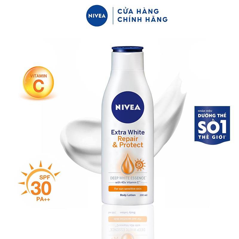 Sữa dưỡng thể dưỡng trắng Nivea giúp phục hồi chống nắng (200ml) - 88310