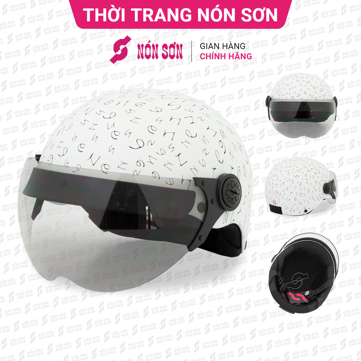 Mũ bảo hiểm có kính hoa văn NÓN SƠN chính hãng KP-TR083