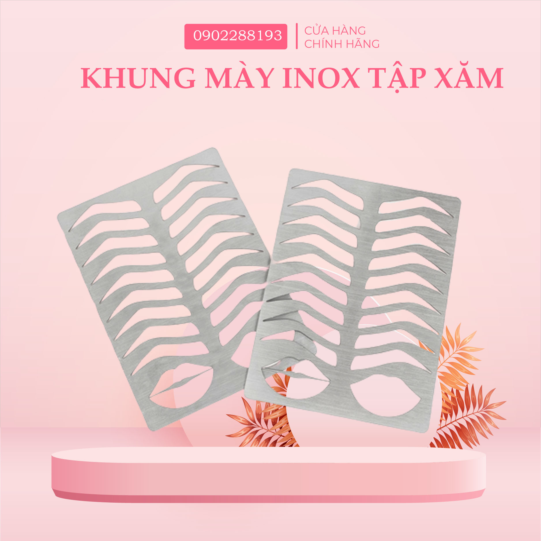 Khuôn kẻ vẽ mày, môi Khuôn tập trên da giả tập phun xăm - Chất liệu Inox 304.
