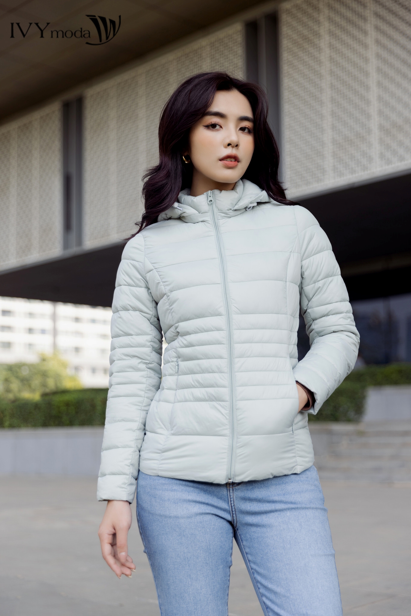 Áo khoác phao cổ mũ tháo rời ivy moda ms 70b8850
