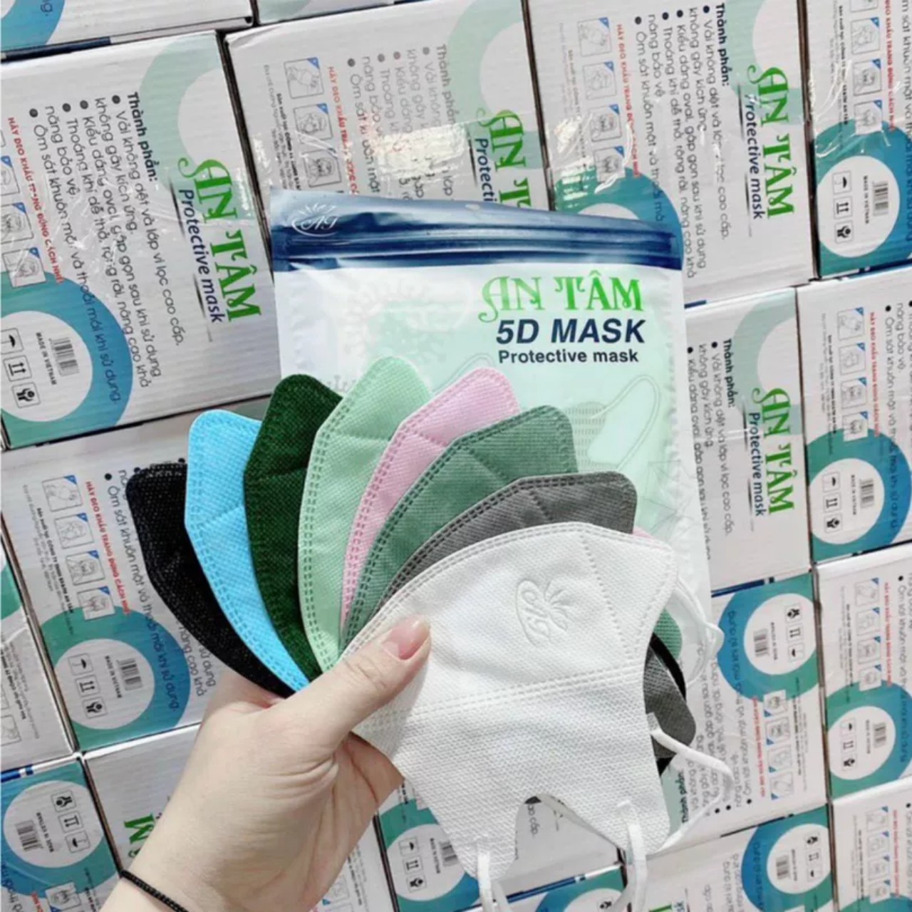 Combo 10 hộp 100 chiếc khẩu trang 5d mask an tam - khẩu trang hot trend