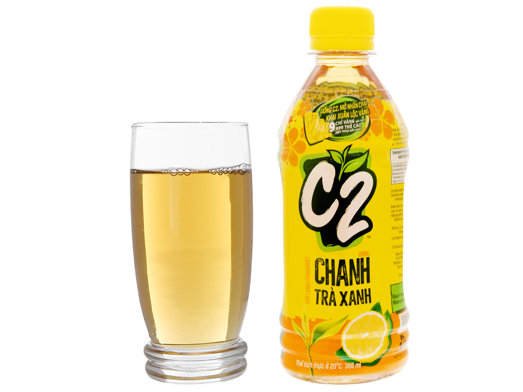 Lốc 6 Chai Trà xanh C2 Hương Chanh Chai 360ml