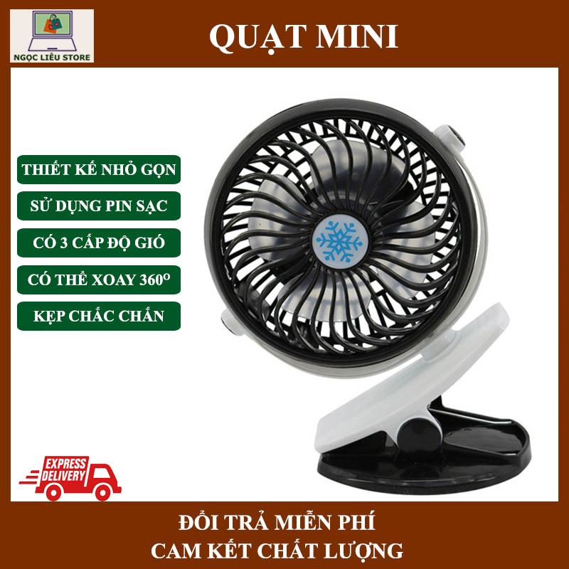Quạt kẹp mini 3 chế độ gió sử dụng pin sạc xoay 360 độ F168.