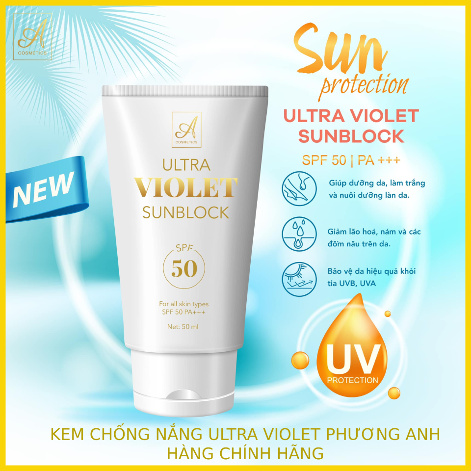 Kem chống nắng violet phương anh - kem chống nắng utral violet sunblock phương anh chính hãng - kem chống nắng a spf 50 pa +++