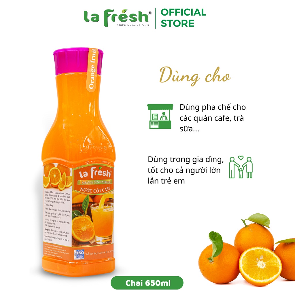 Nước cốt cam cô đặc lafresh chai 650ml