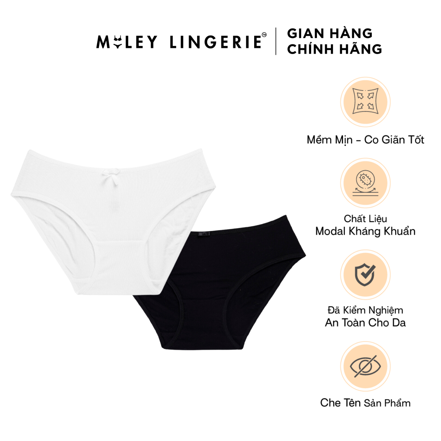 Combo 2 quần lót modal mềm mịn co giãn tốt trắng - đen miley lingerie