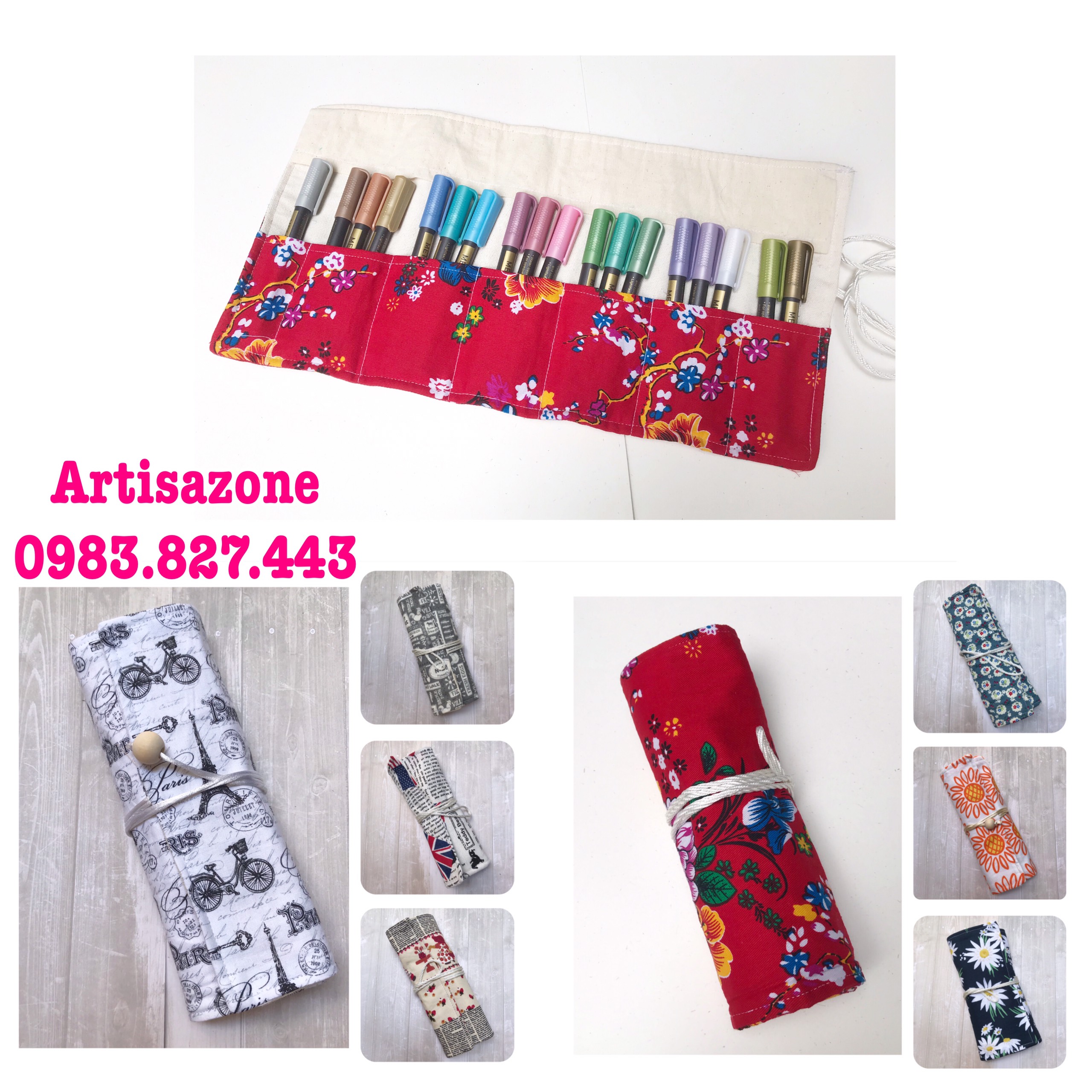 Túi đựng bút bằng vải cuộn tròn đa năng, chất liệu vải thô hoặc vải canvas - (Đọc kỹ mô tả sản phẩm)