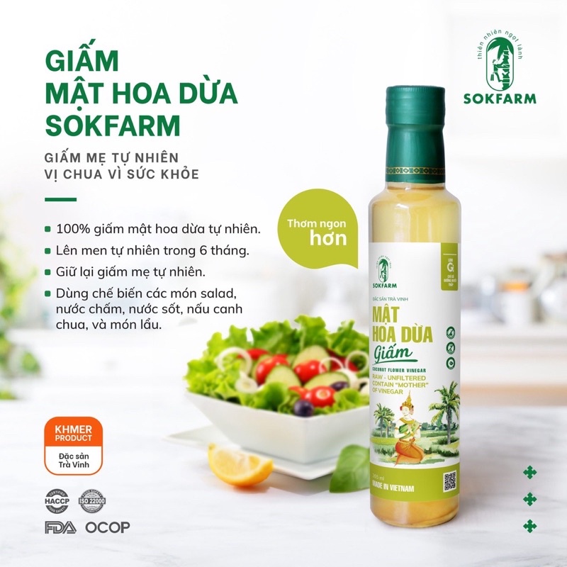 Giấm mật hoa dừa sokfarm 165ml