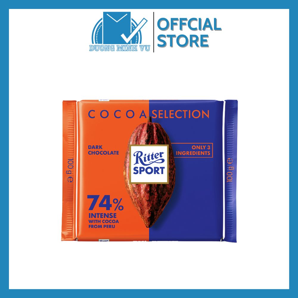 Sô cô la đen 74% Cacao Ritter Sport Fine Dark Chocolate 74% Cocoa 100g
